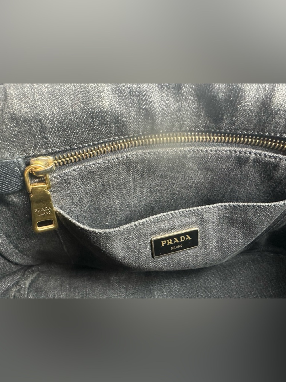 Prada Canapa Washed Black Denim Tote - Picture 12 of 16